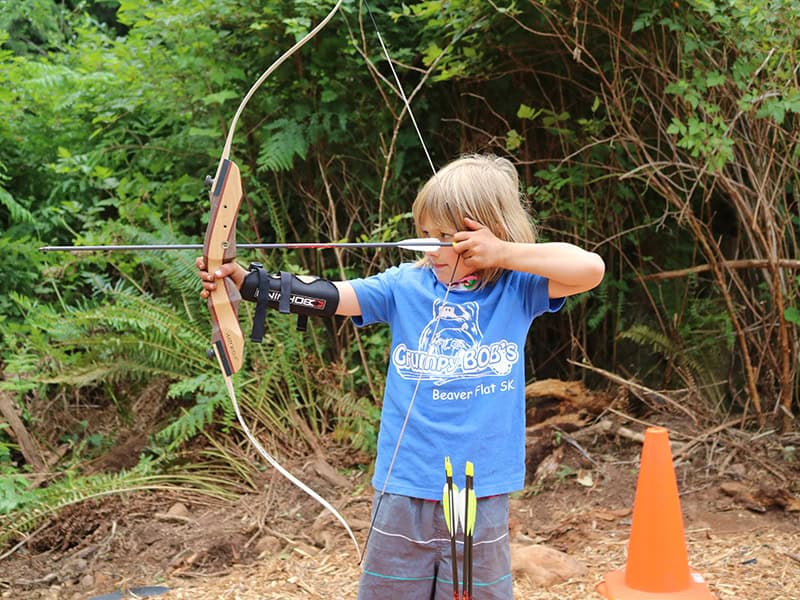 Kids doing archery in Sooke BC