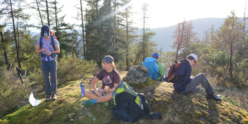 eating lunch along the trail